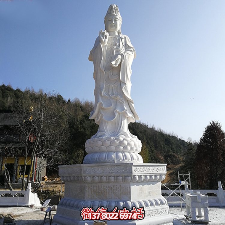 觀音佛像，漢白玉滴水觀音石雕石像